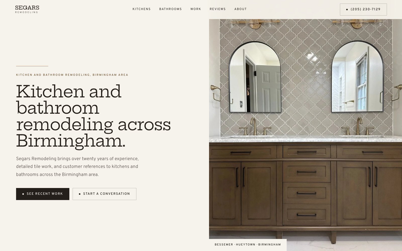 The new Segars Remodeling and Construction homepage concept