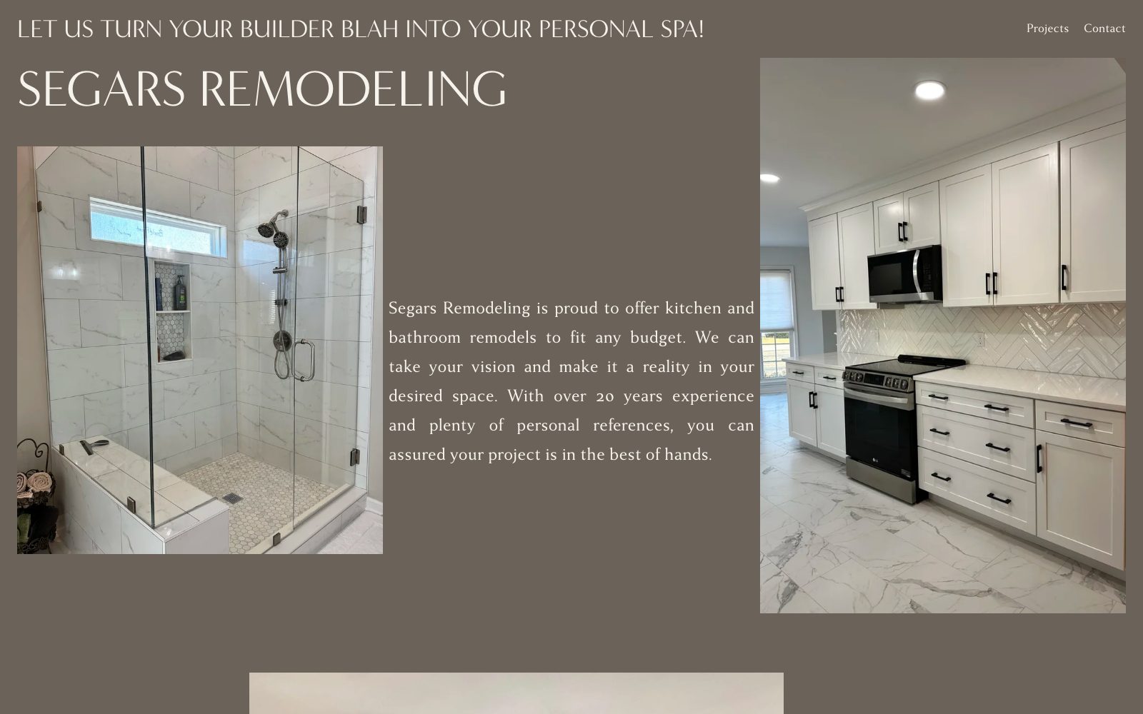 The current segarsremodelingandconstruction.com homepage